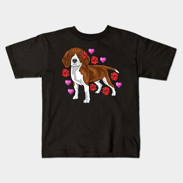 A super cute beagle with flowers and hearts. Kids T-Shirt by theanimaldude